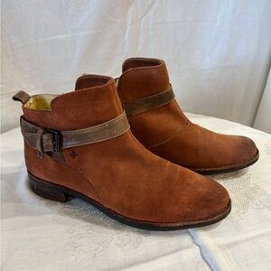 Anthropologie Bussola Sevilla Scotch Brown Suede Leather Zip Booties